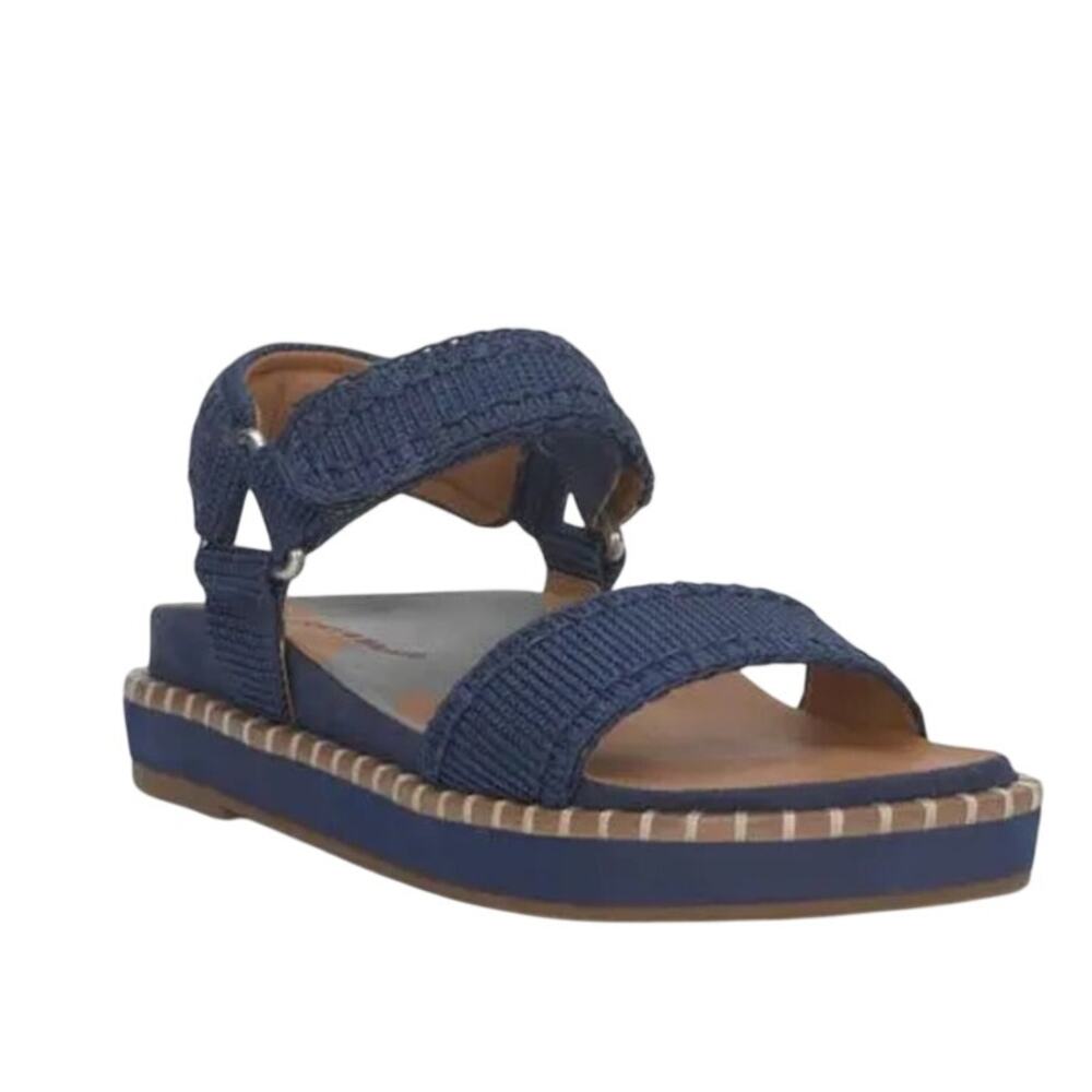 Lucky Brand Ullaniah Ankle Strap Platform Sandal Size 6.5 Navy Dark Chambray
